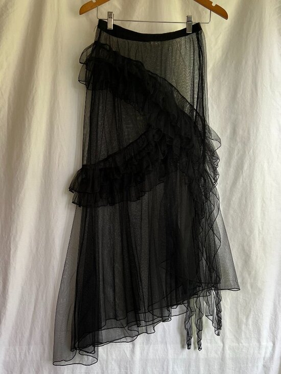 Free People Dresses & Skirts - Free People Black Sheer Ruffle Mesh Maxi Skirt XS